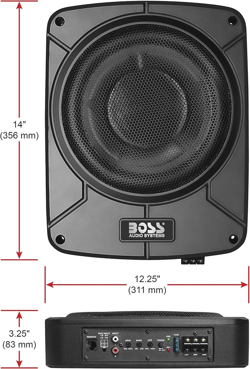 BOSS AUDIO SYSTEMS مضخم الصوت BOSS Audio Systems BAB10 - 1200 وات أقصى طاقة، مضخم صوت منخفض الارتفاع، 10 بوصة مع جهاز تحكم عن بعد - Image 5